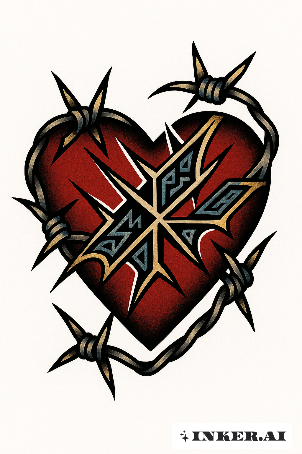 An Old School Cyber Sigilism Barbed Wire Heart