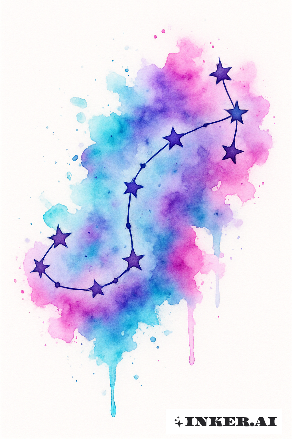 Watercolor Splash of the Scorpio Constellation