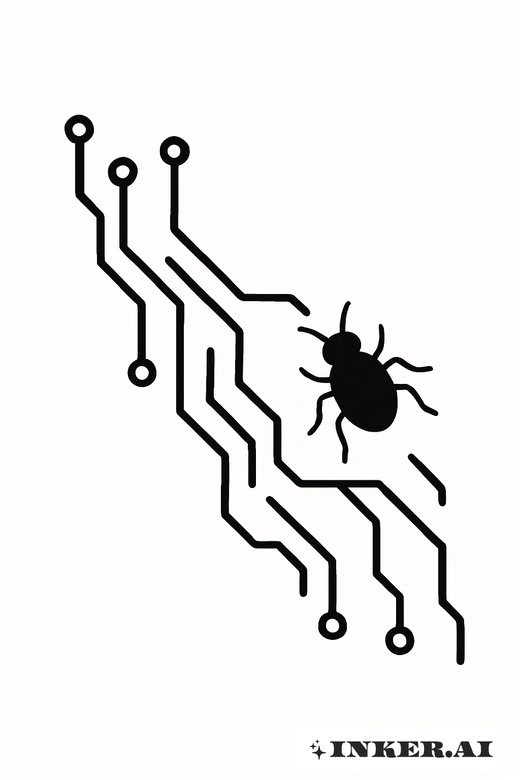 Lignes de Circuit Imprimé Simples Infectées par un Insecte