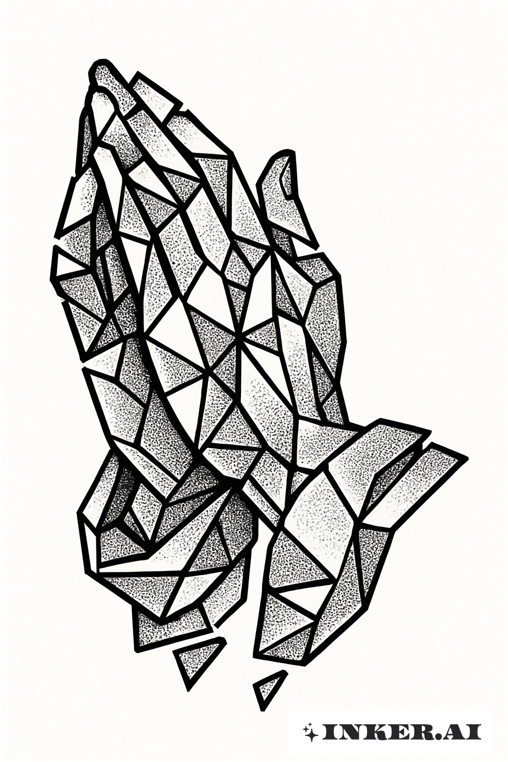 Fragmented Praying Hands with Dotwork