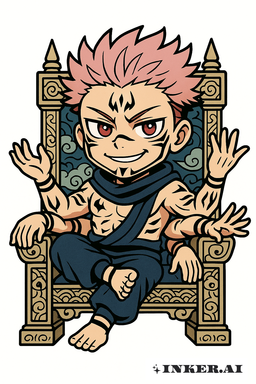 Chibi Sukuna Sur Son Trône