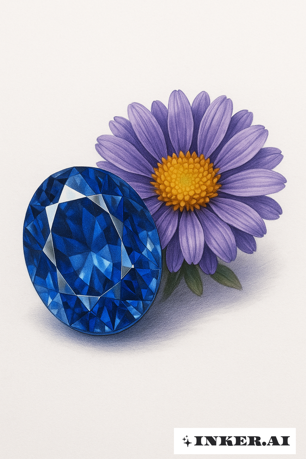 9月の誕生花の隣にあるサファイアの宝石