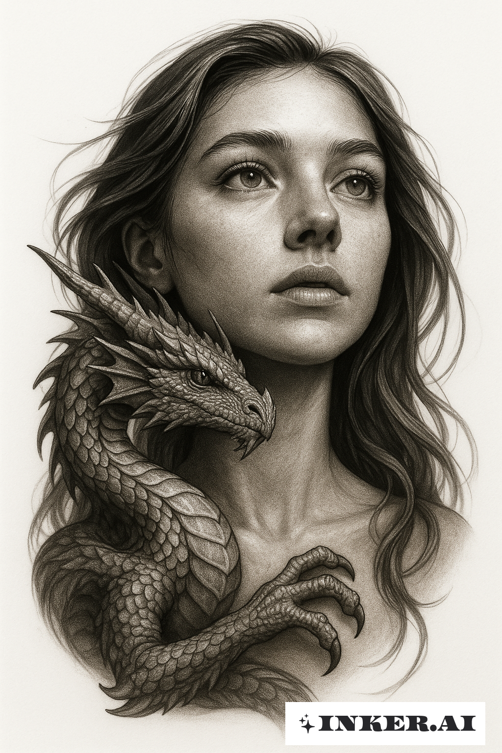 La Fille avec le Dragon en Détail Hyper-Réaliste