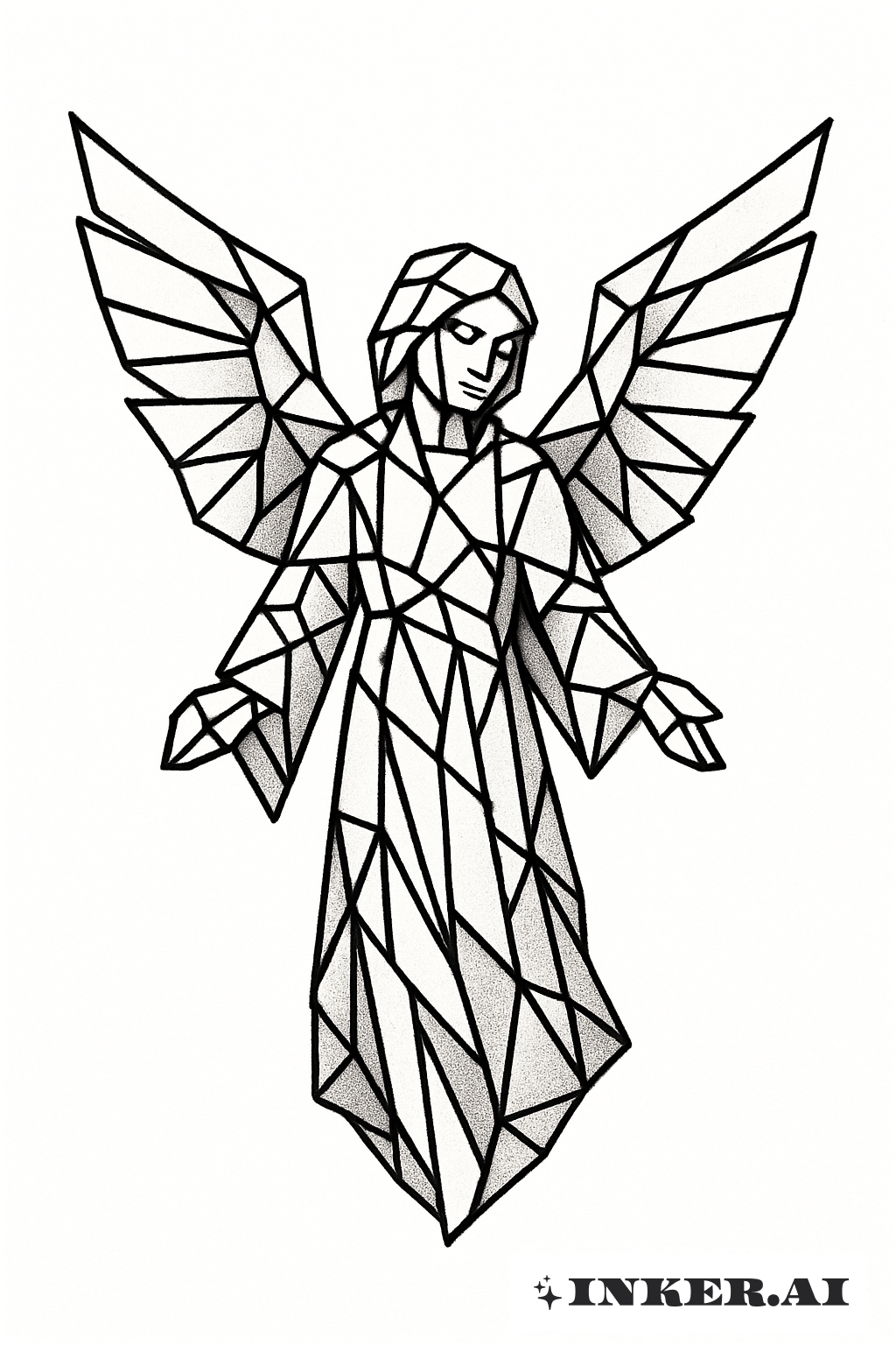 Fragmented Guardian Angel in Stained Glass