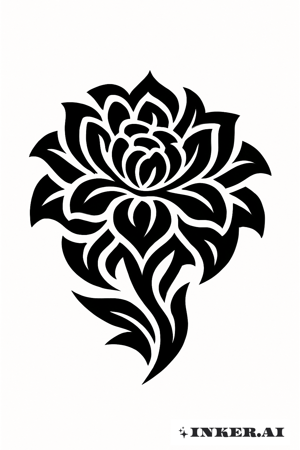 Bold Black Tribal Marigold Shape