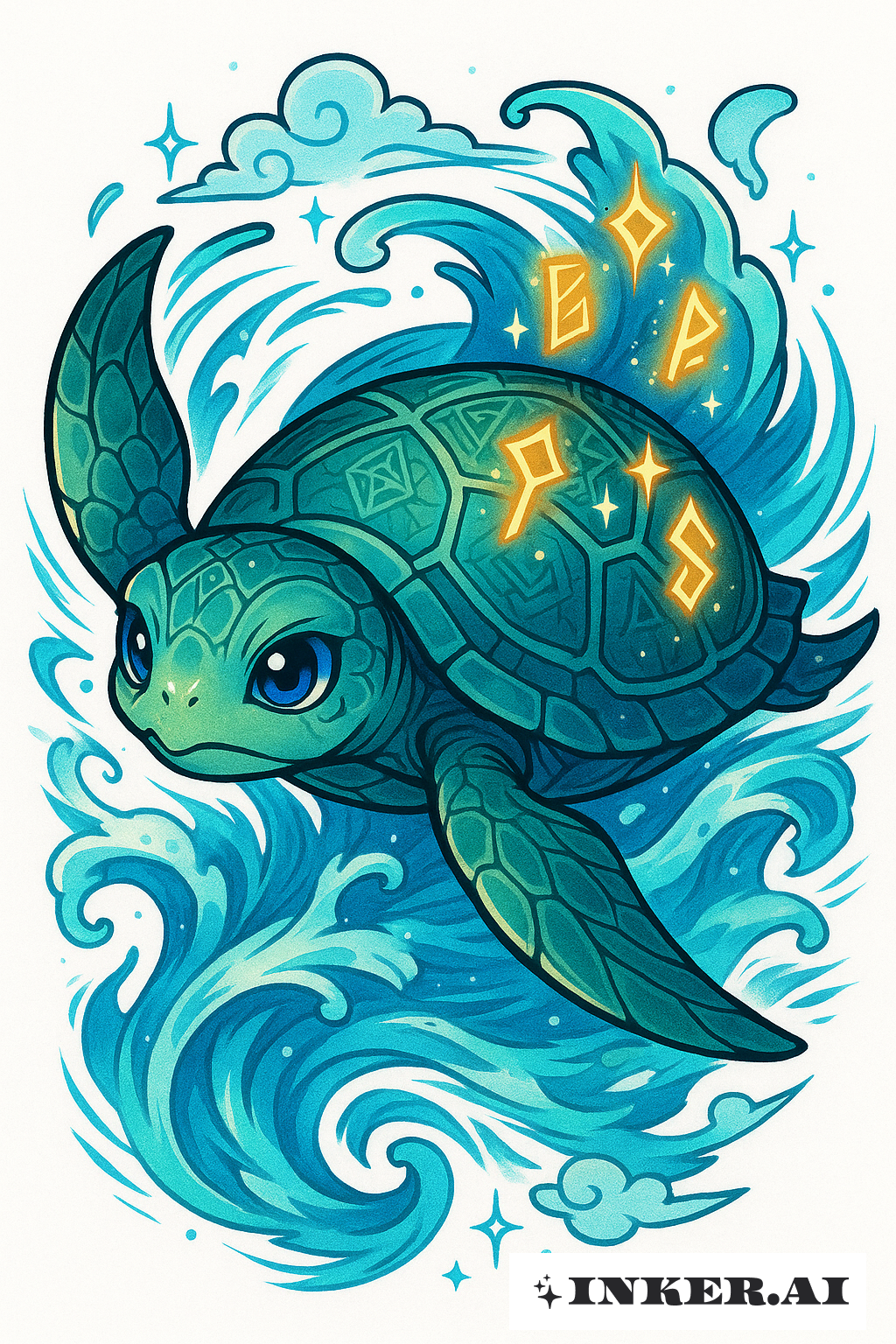 Tortue de mer mystique en tant qu'esprit gardien