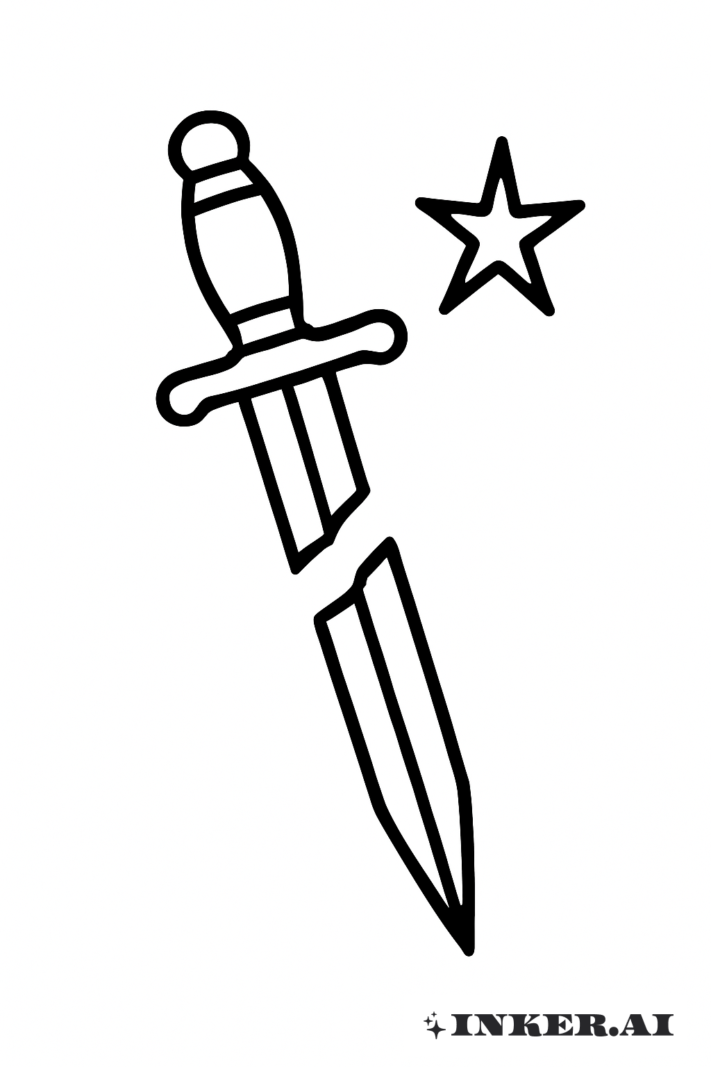 Saubere Linie Gebrochener Dolch und Stern