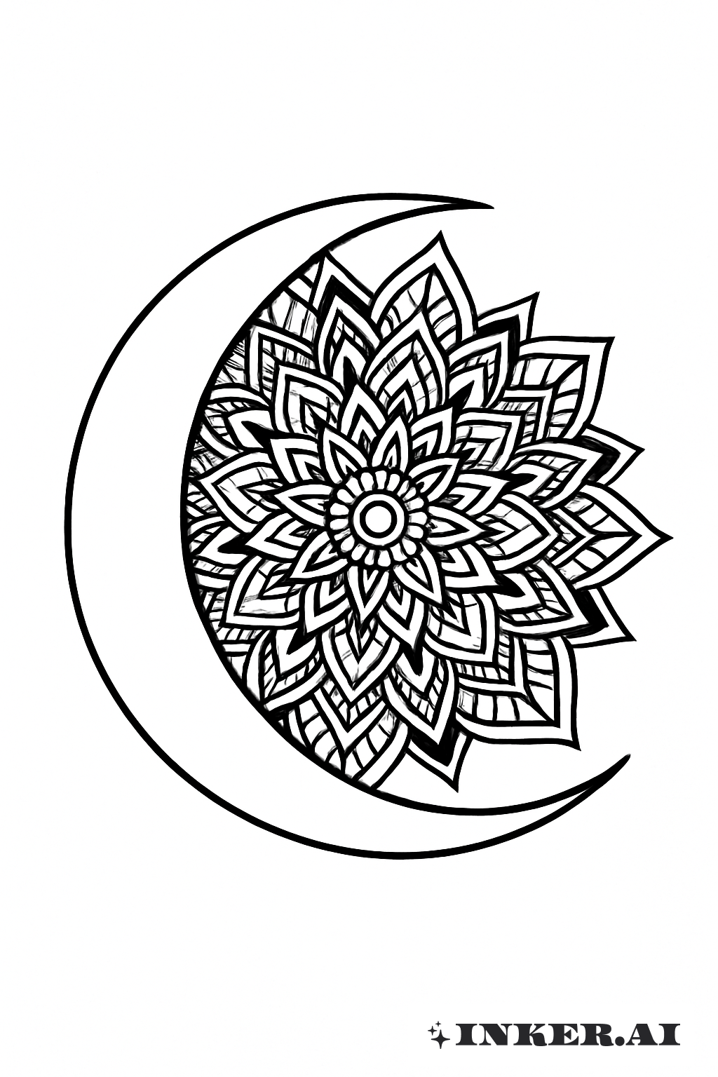 Mandala Pattern Within A Crescent Moon