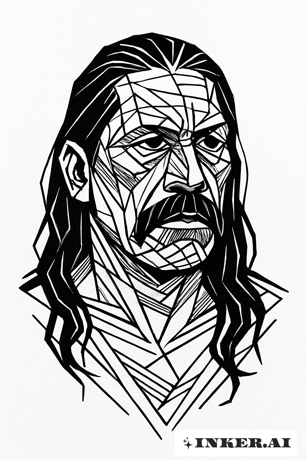 Danny Trejos Silhouette mit linearen Mustern