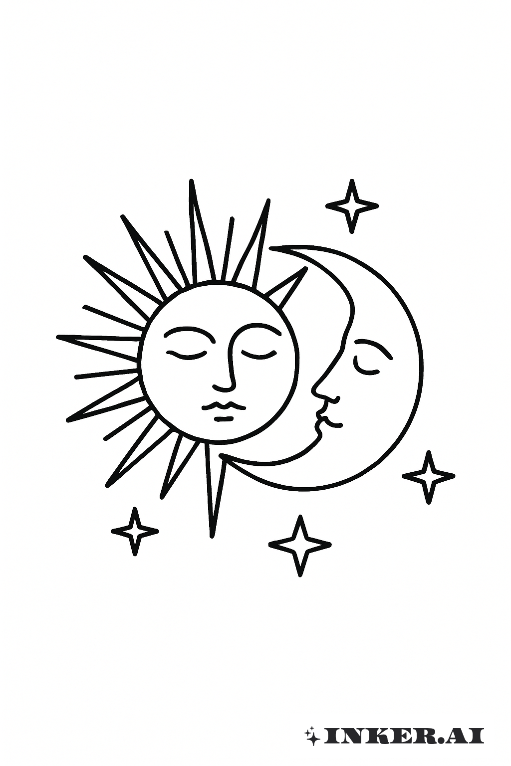 単純な星に囲まれた太陽と月