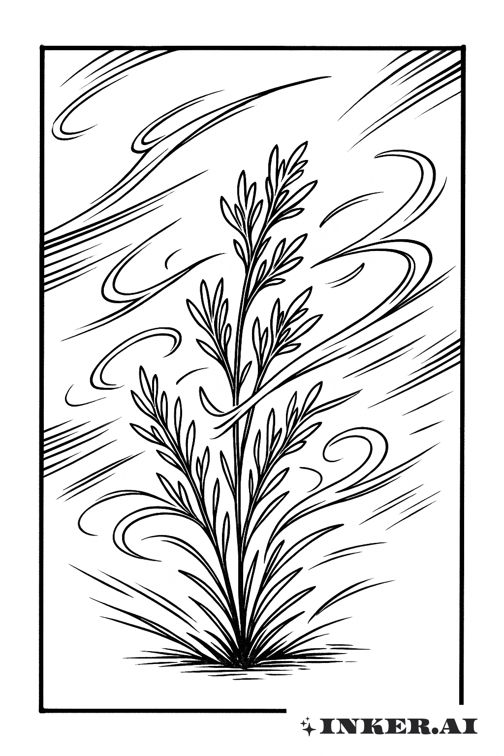 Wind-Swept Sagebrush in a Manga Panel