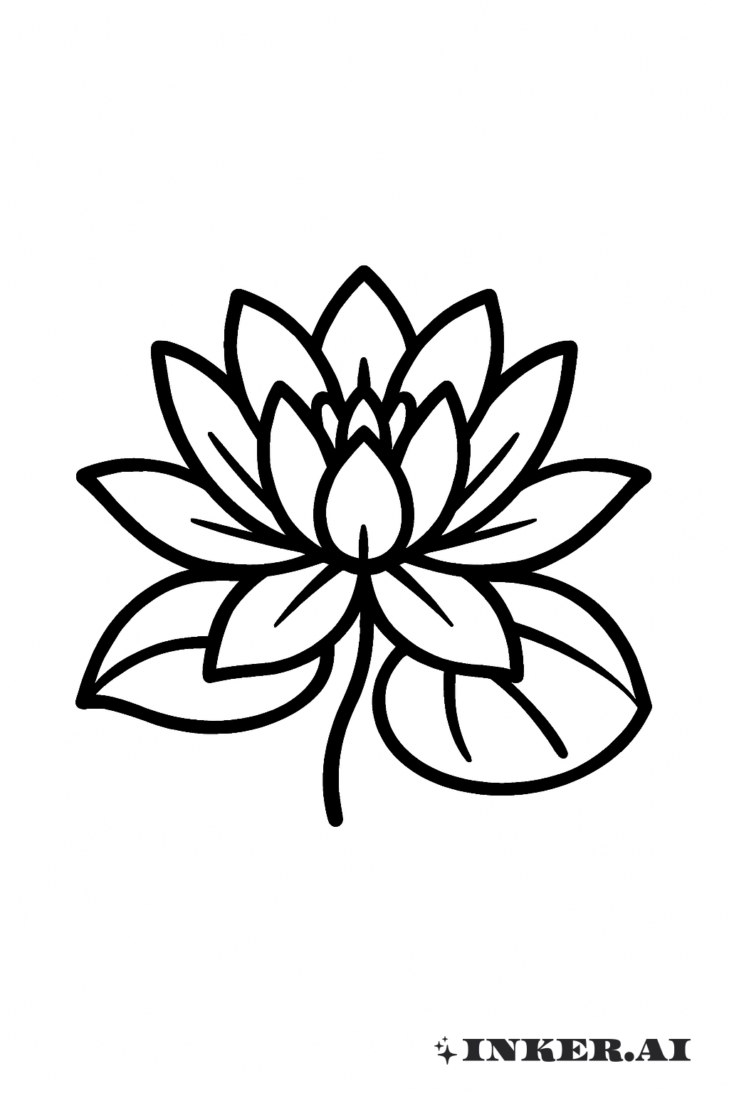 Black And White Water Lily Stencil