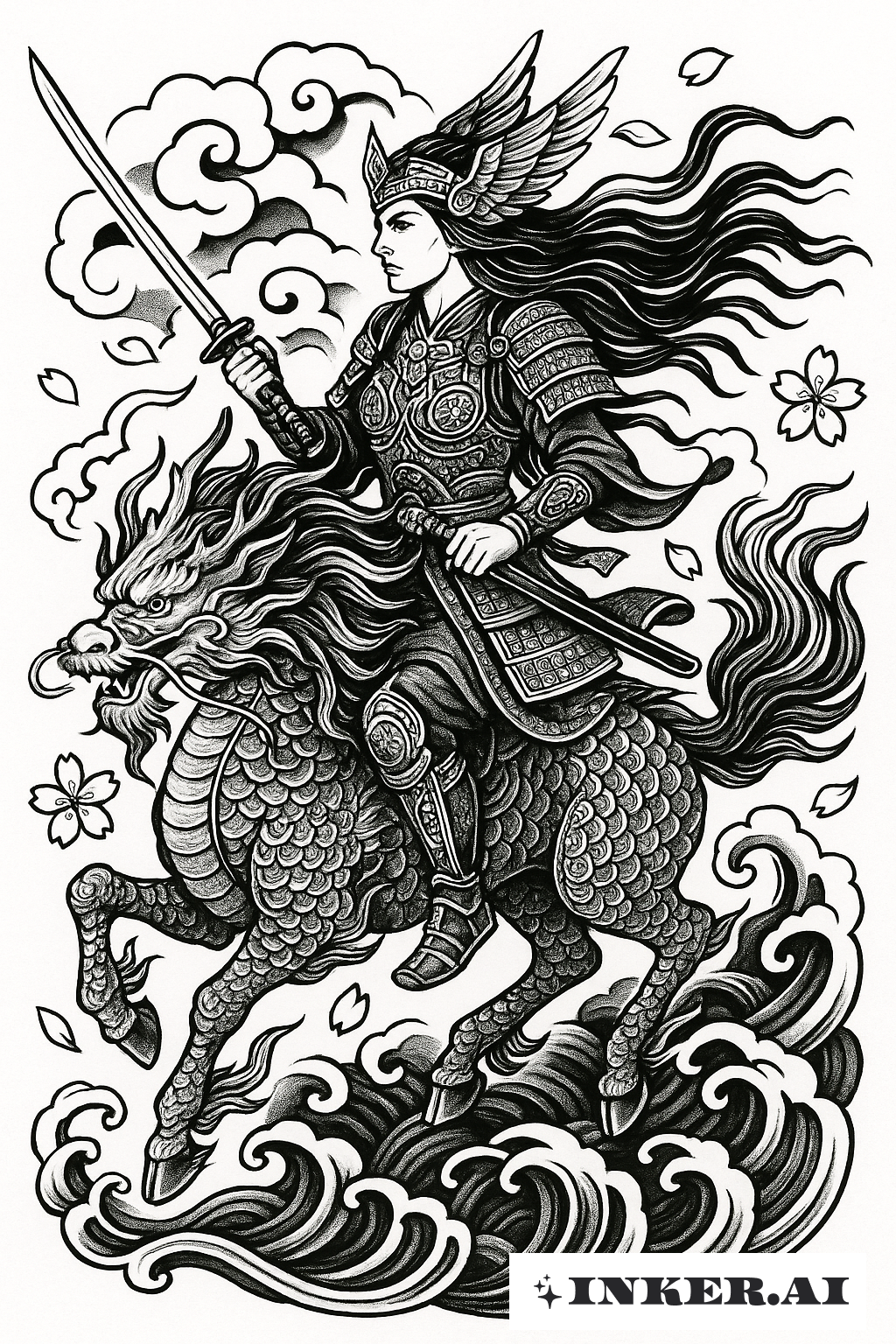 Valkyrie Riding The Celestial Kirin