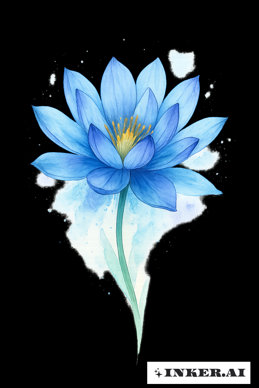 Blue Water Lily With Soft Color Bleeds