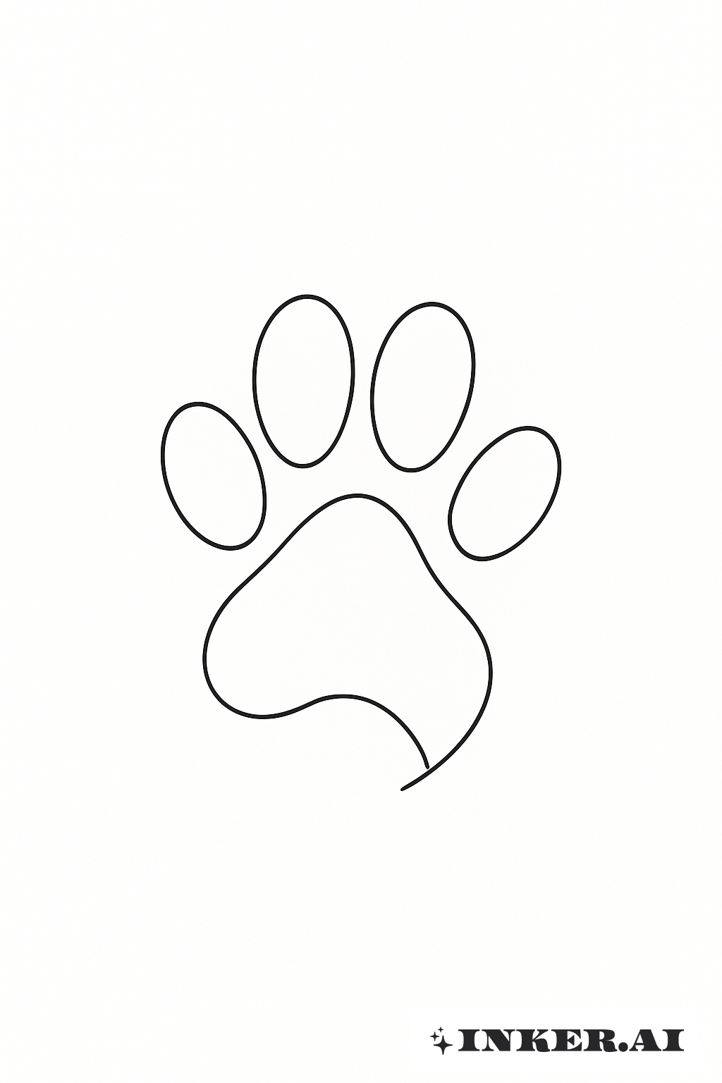 Forme de Patte de Chien À Ligne Unique Abstraite