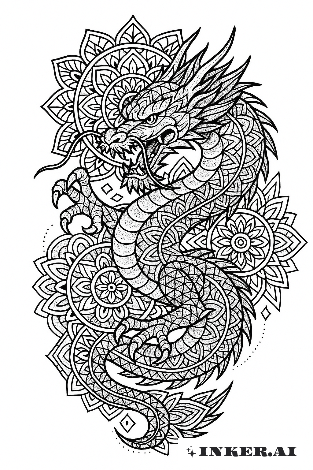 以曼荼羅構成的日本龍