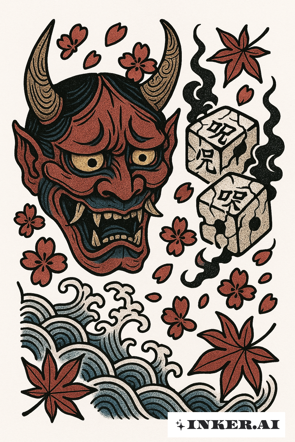 Hannya Mask with a Pair of Cursed Dice