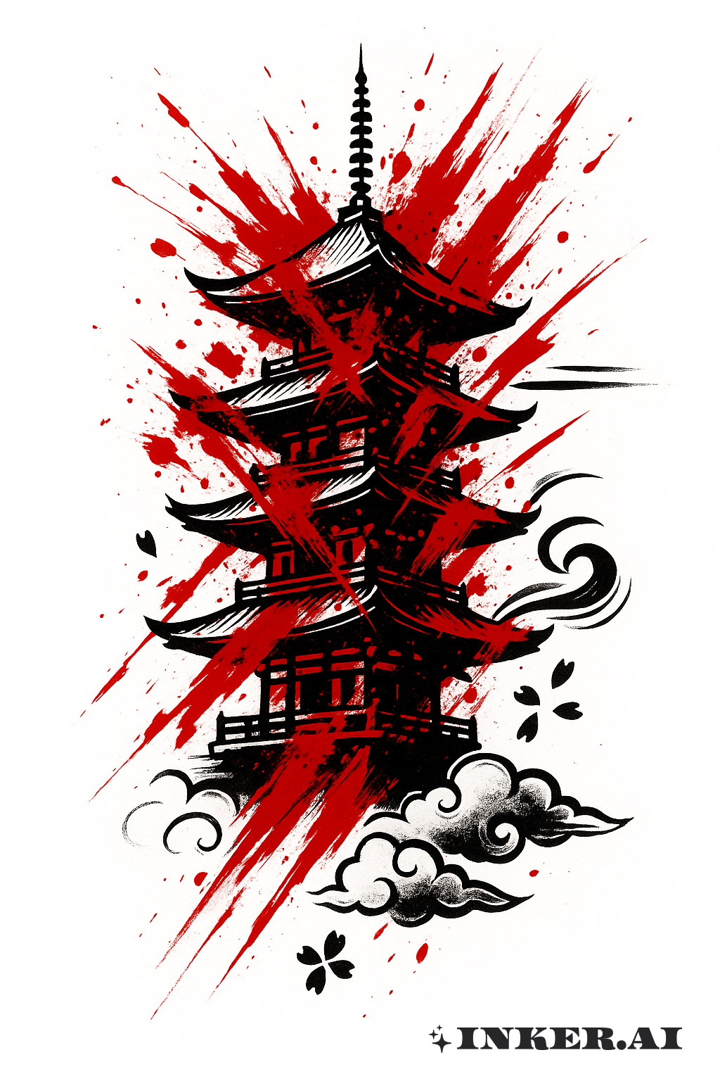 Pagode Trash Polka Éclaboussure Rouge