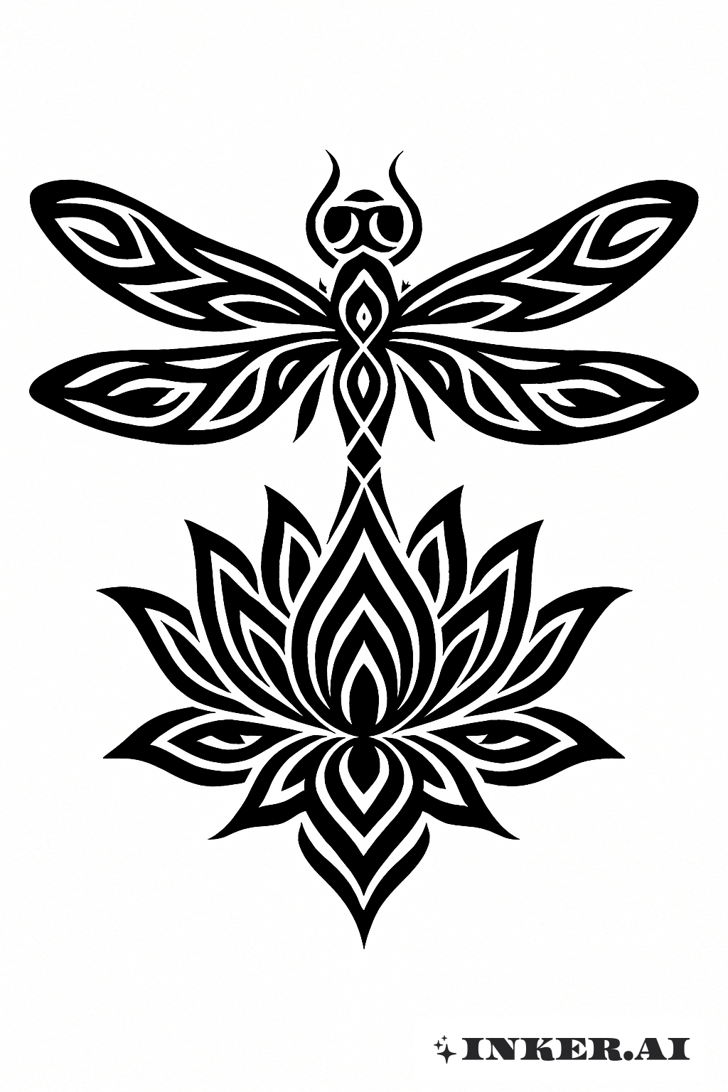 Dragonfly's Wings as a Tribal Lotus Flower