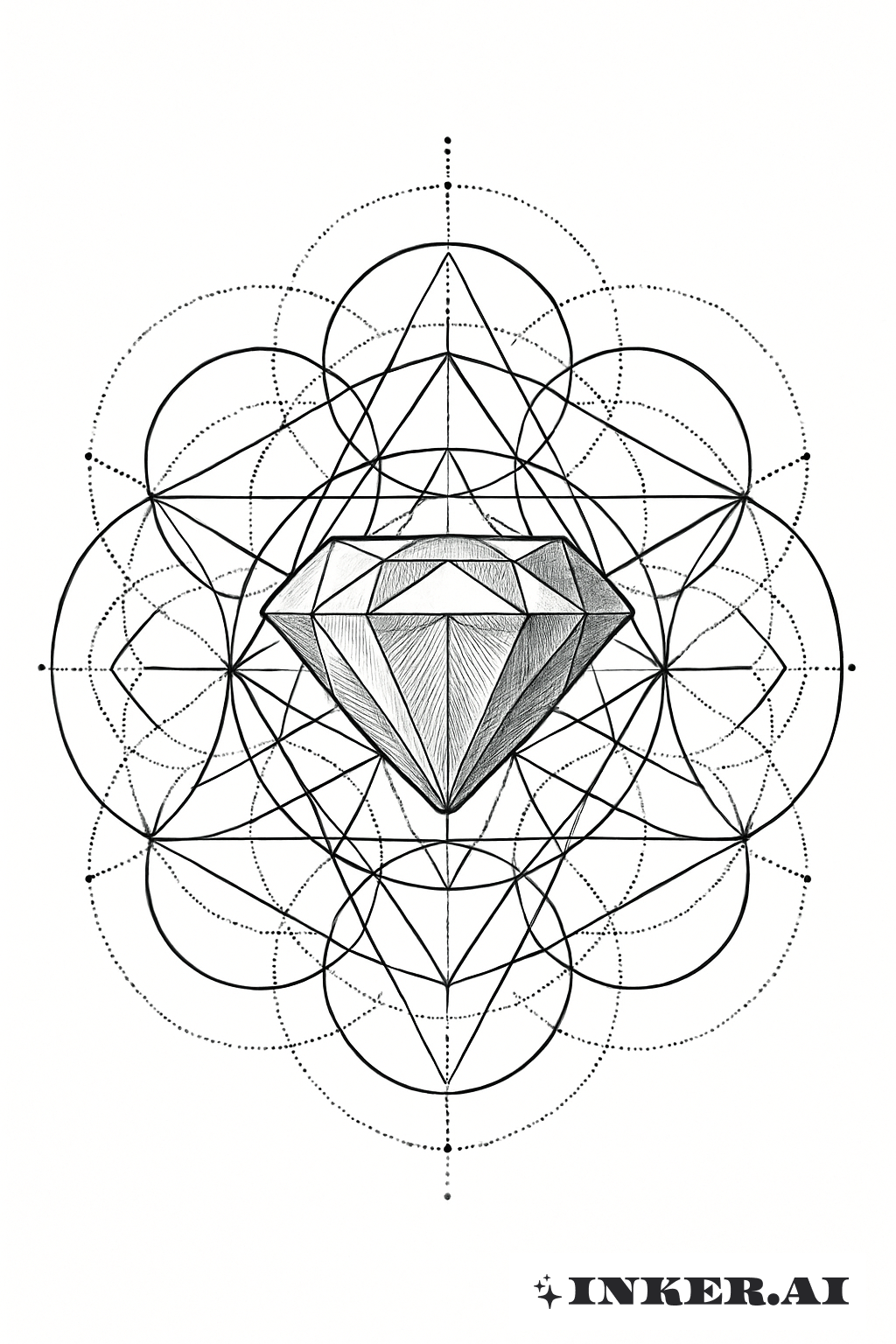Sacred Geometry With A Central Diamond