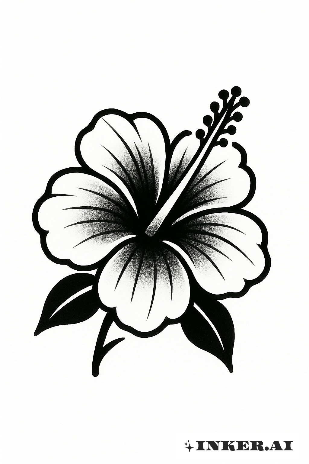 Classic Black Shaded Hibiscus