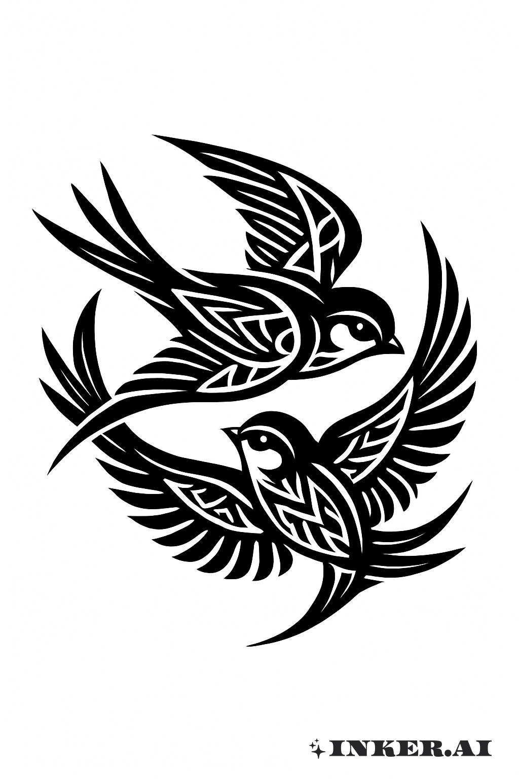 Two Tribal Sparrows In A Circle