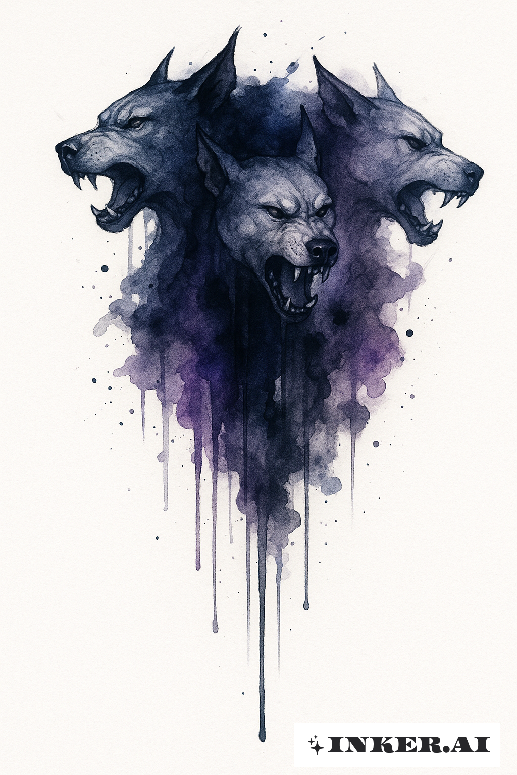Cerbère se Dissolvant en Aquarelle Couleurs Vives