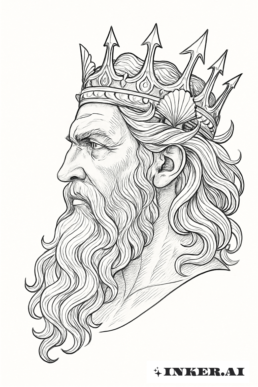 A Detailed Profile Of King Poseidon's Face