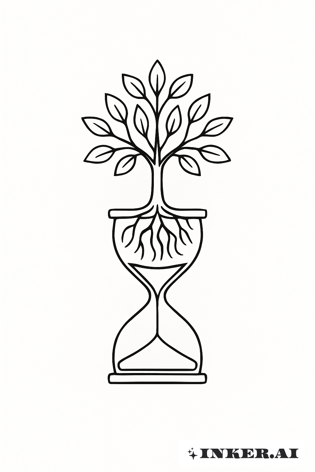Arbre de la Vie Émergeant d'un Sablier