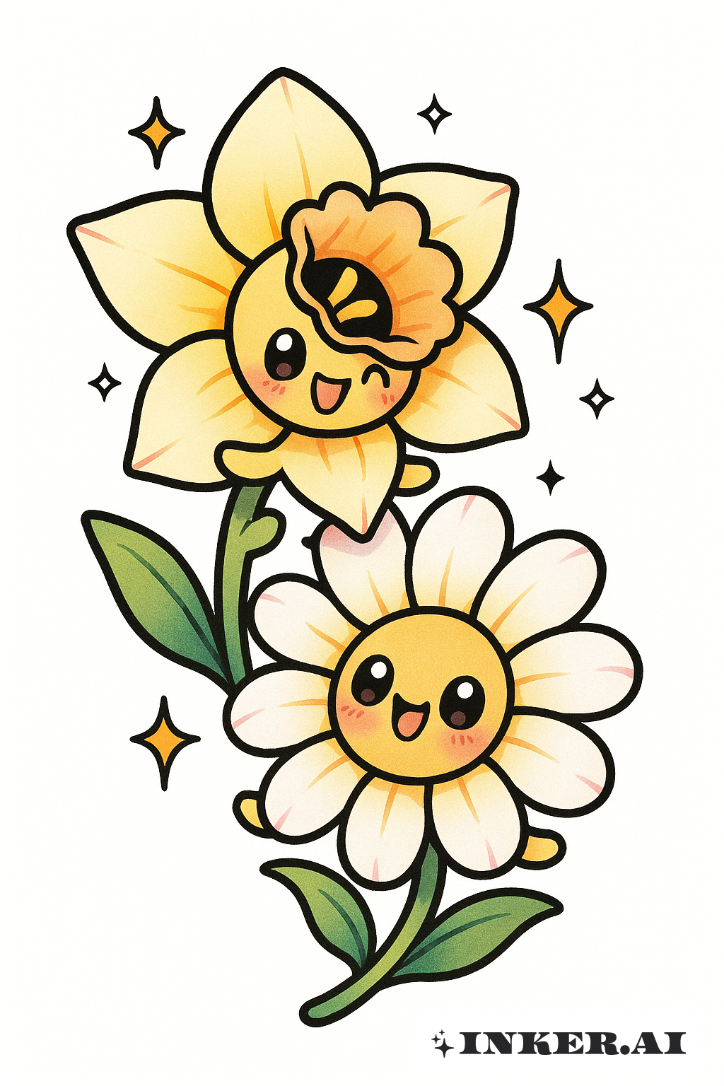 Style Chibi Jonquille Et Marguerite