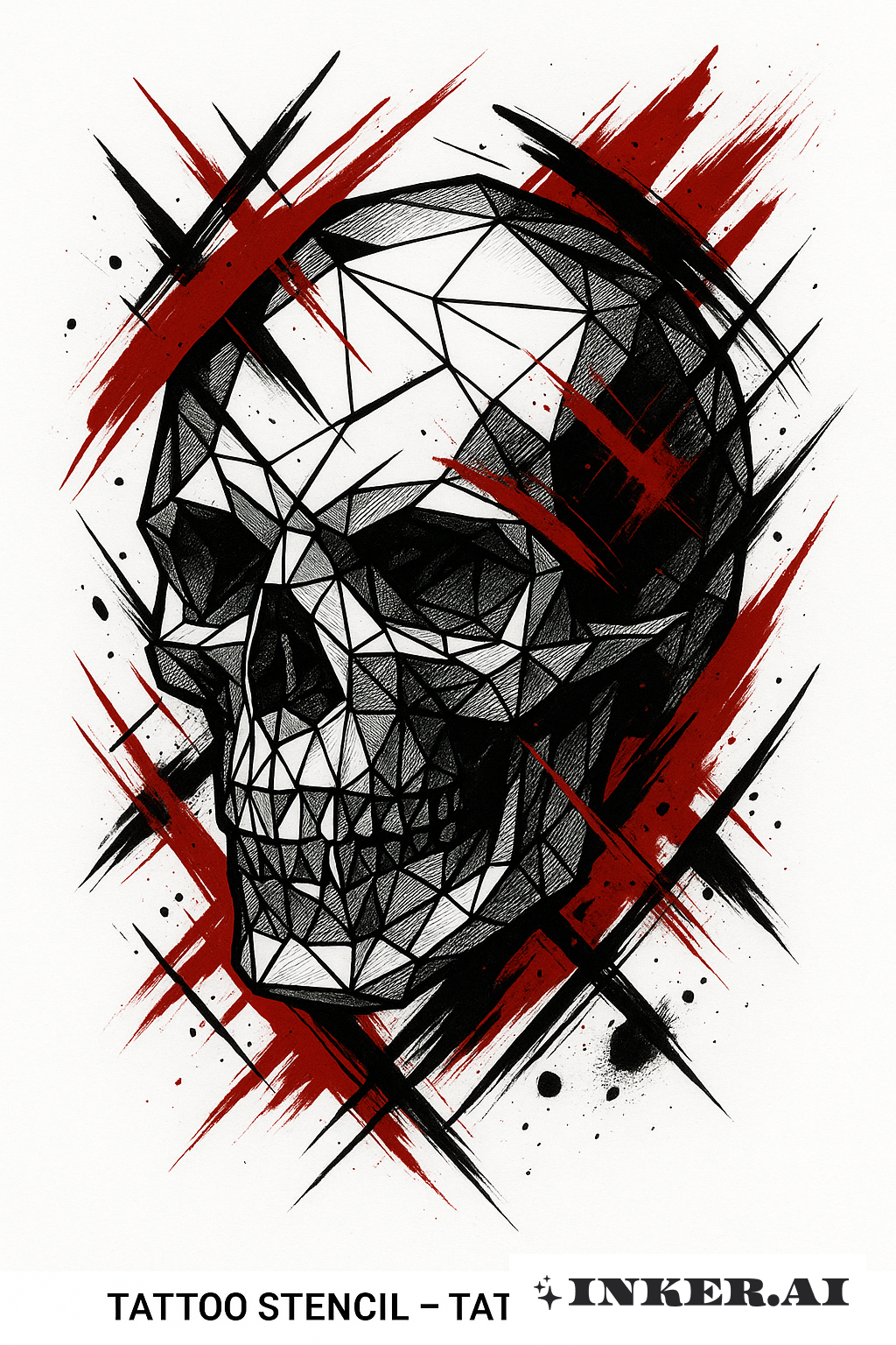 Superposition Géométrique de Crâne Trash Polka