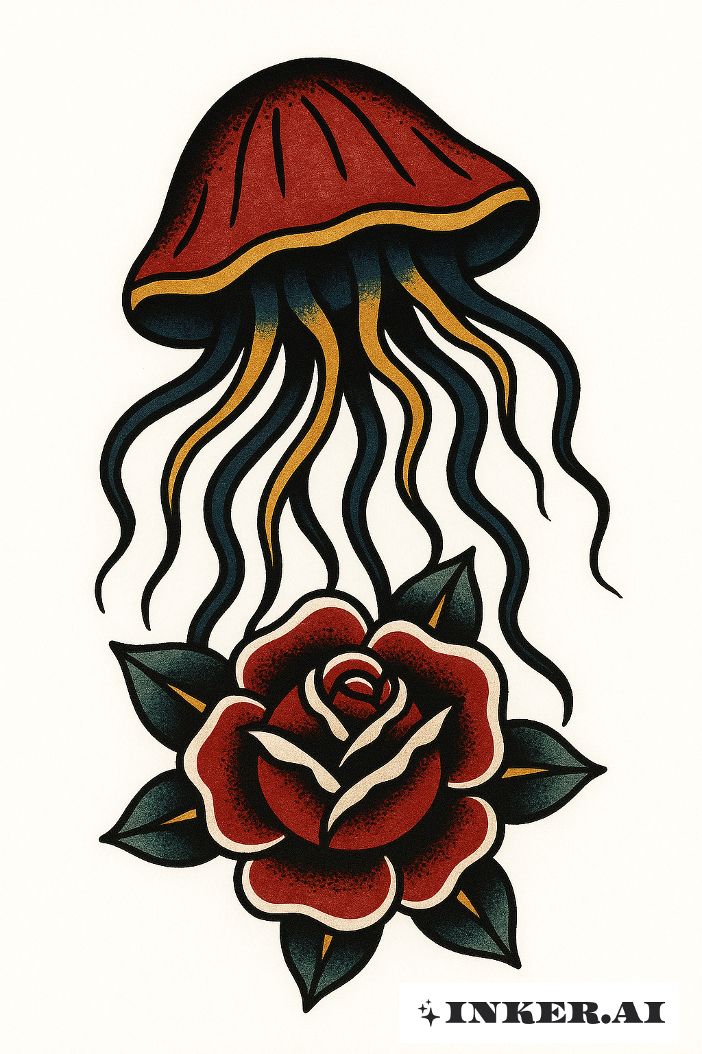 Qualle und die Rose eines Seemanns