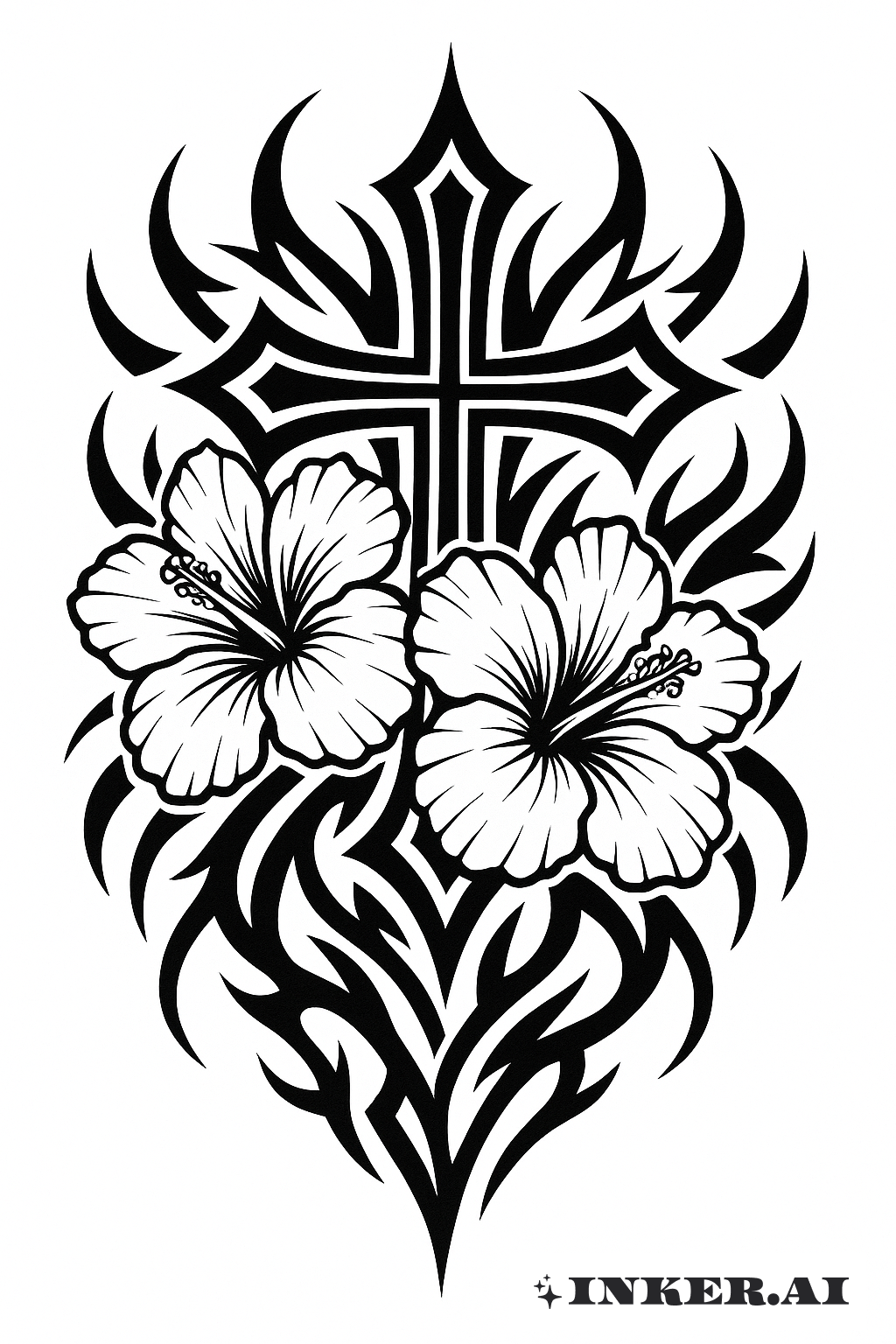 Tribal Cross And Hibiscus Centerpiece