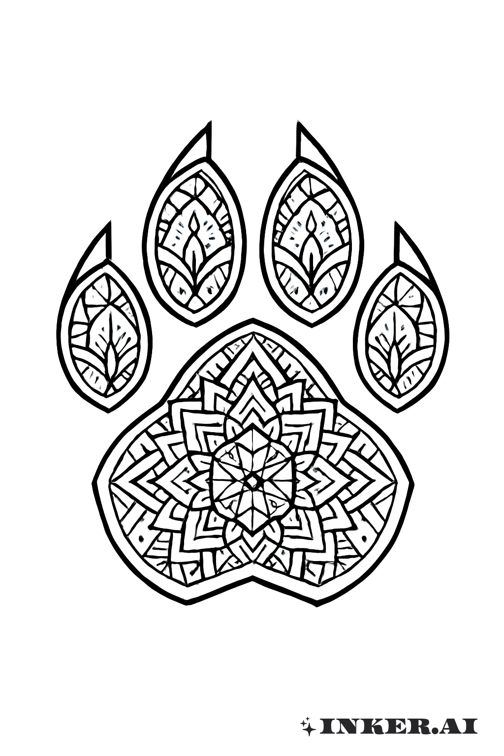 Motif de Mandala à l'intérieur d'une Patte de Chien Sacrée