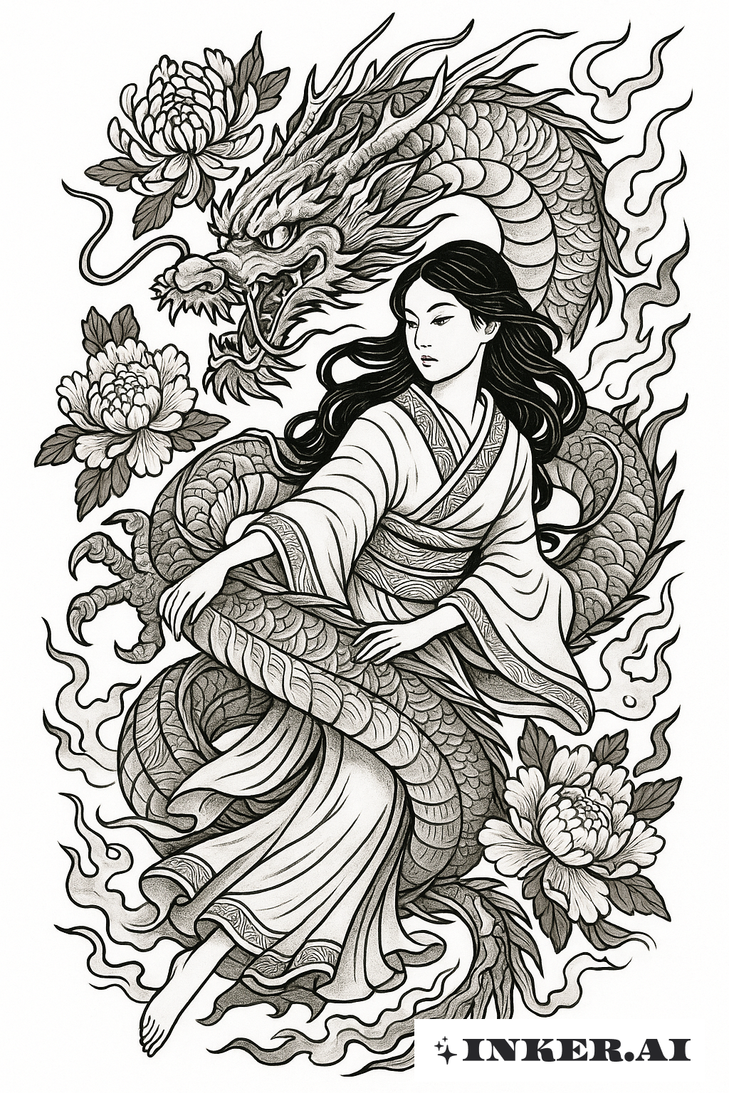 Persephone Entwined With An Underworld Dragon