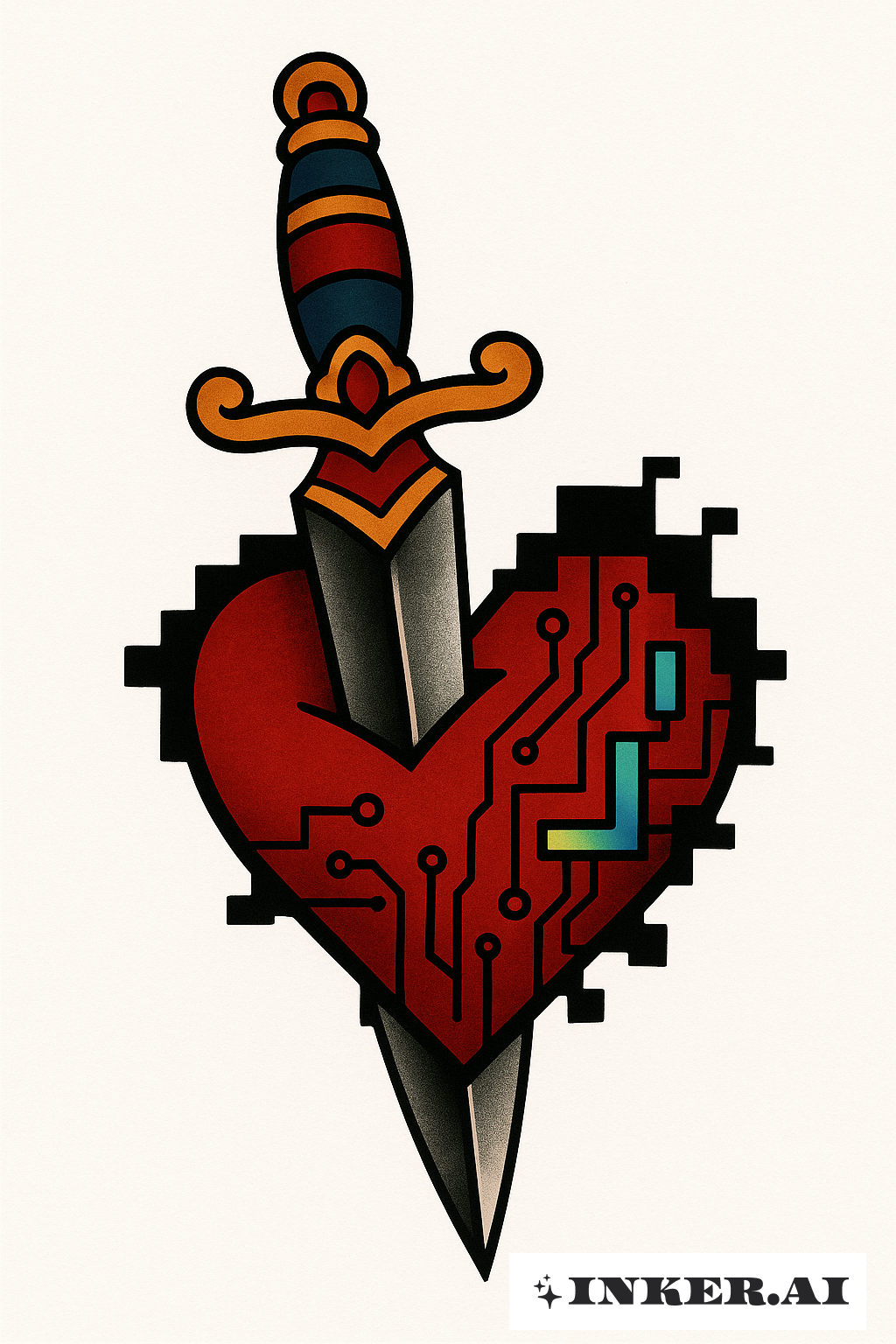 Cyber Sigilism Dagger Piercing A Digital Heart