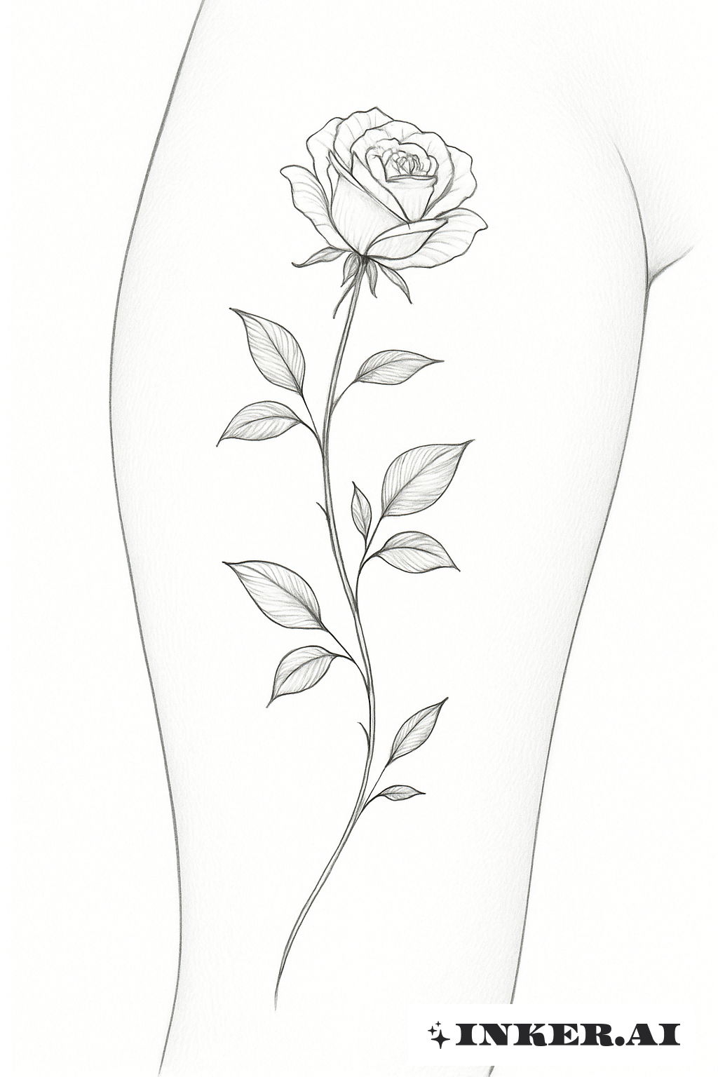 Único Caule de Rosa Enrolando a Coxa