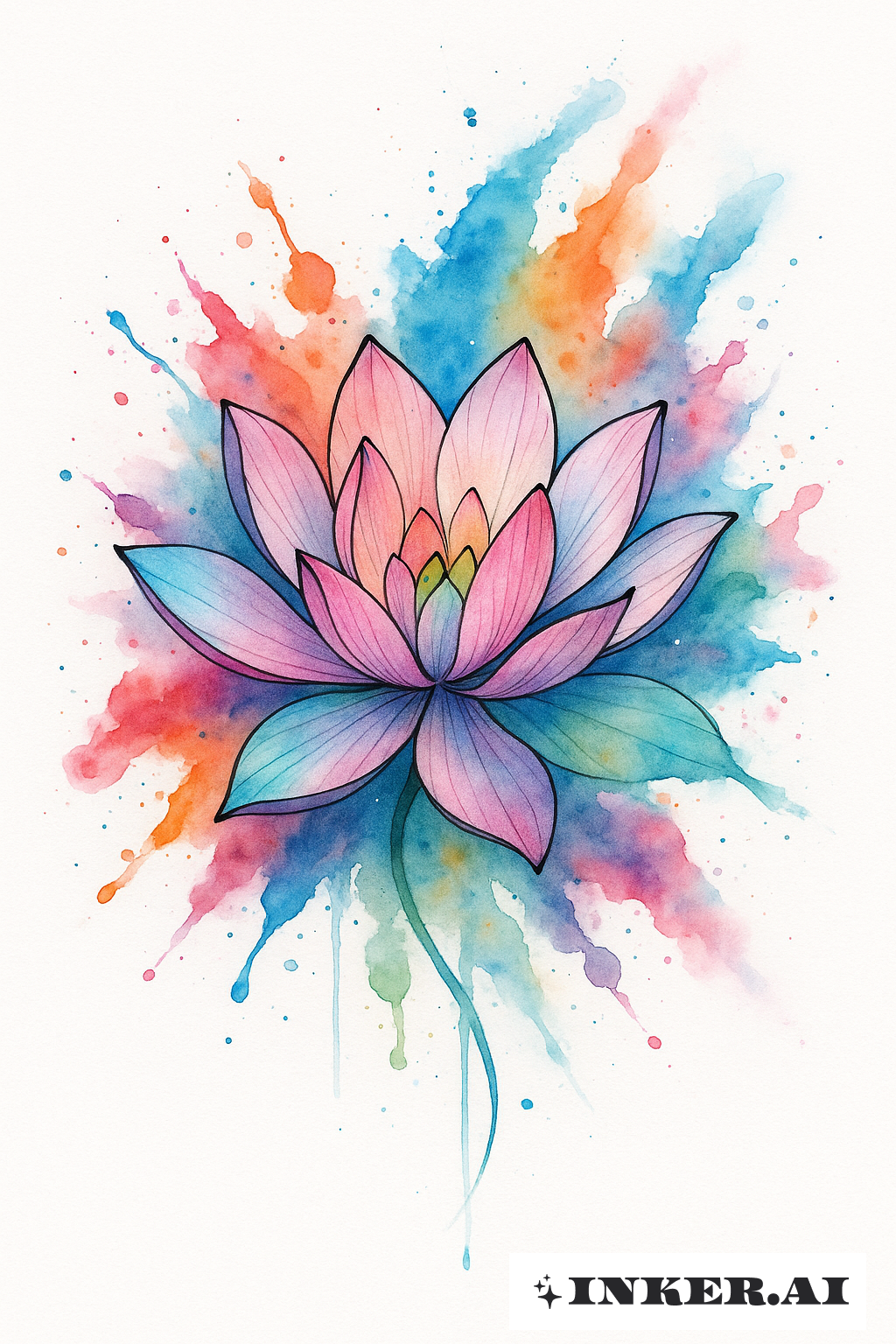 Vibrant Watercolor Splash Water Lily
