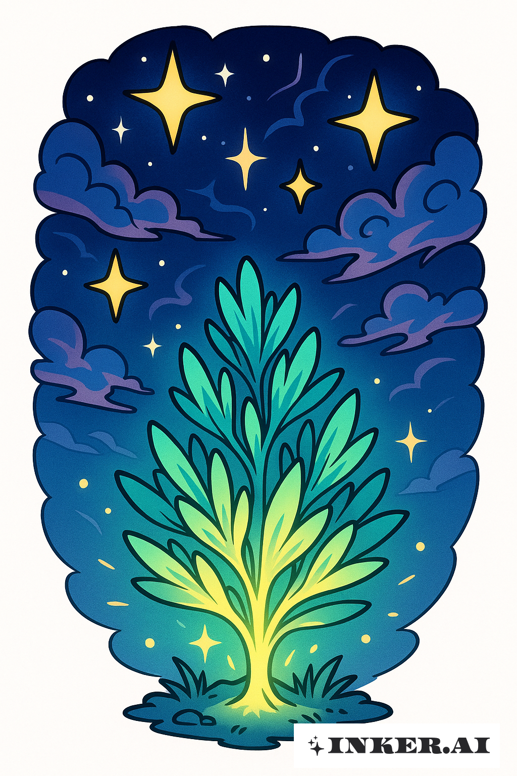 Glowing Sagebrush and a Starry Sky