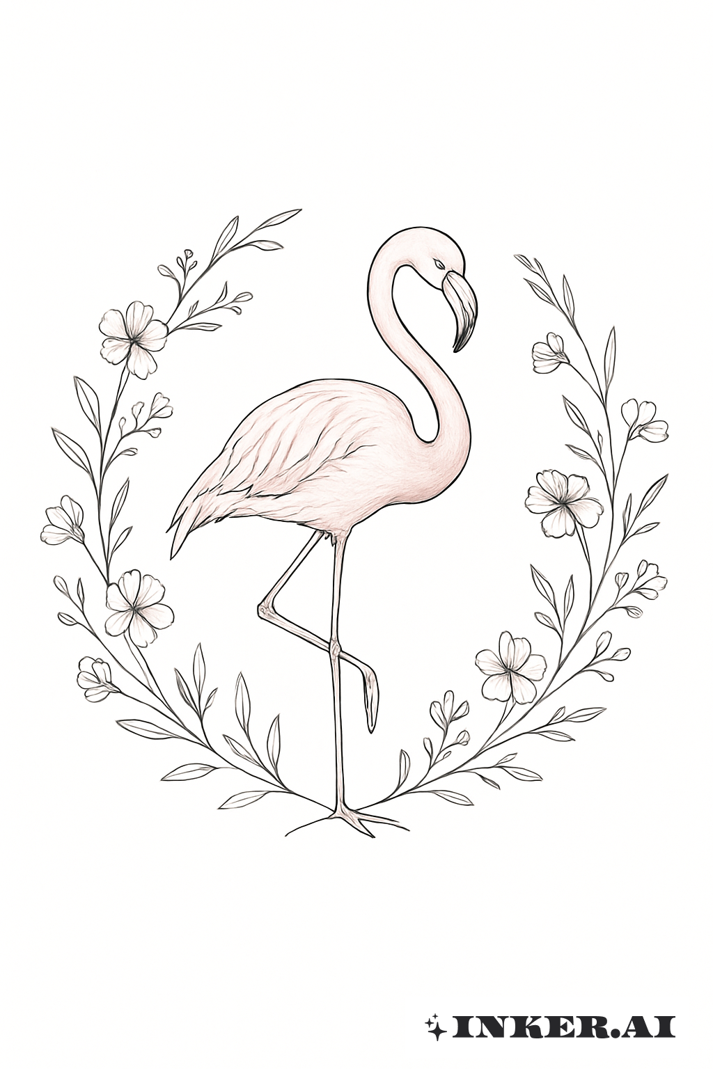 Couronne Florale Flamant Rose