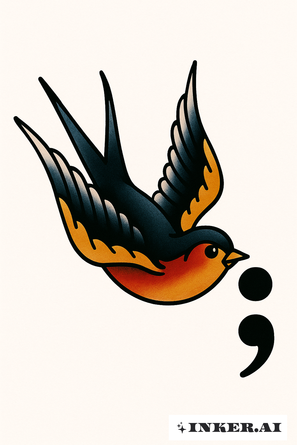 Swallow Carrying A Semicolon