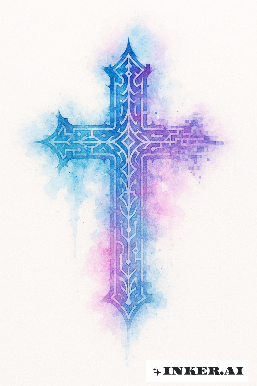 A Fading Cyber Sigilism Glitch Cross