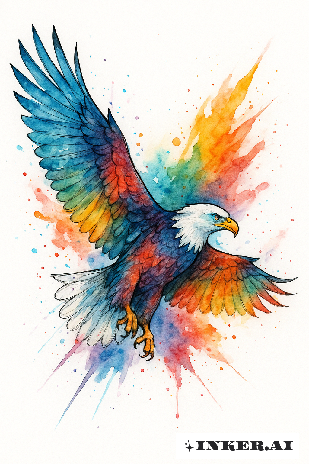 Águia Ascendente com Salpicos de Arco-íris