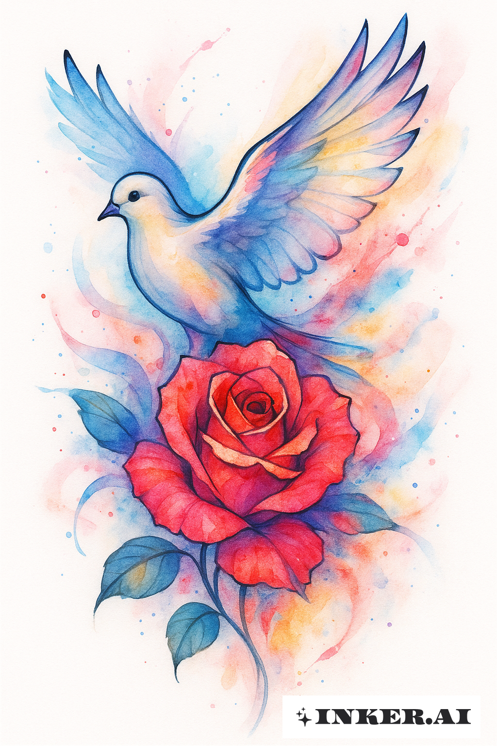 Colombe Vivante Et Rose Avec Fondus de Couleur