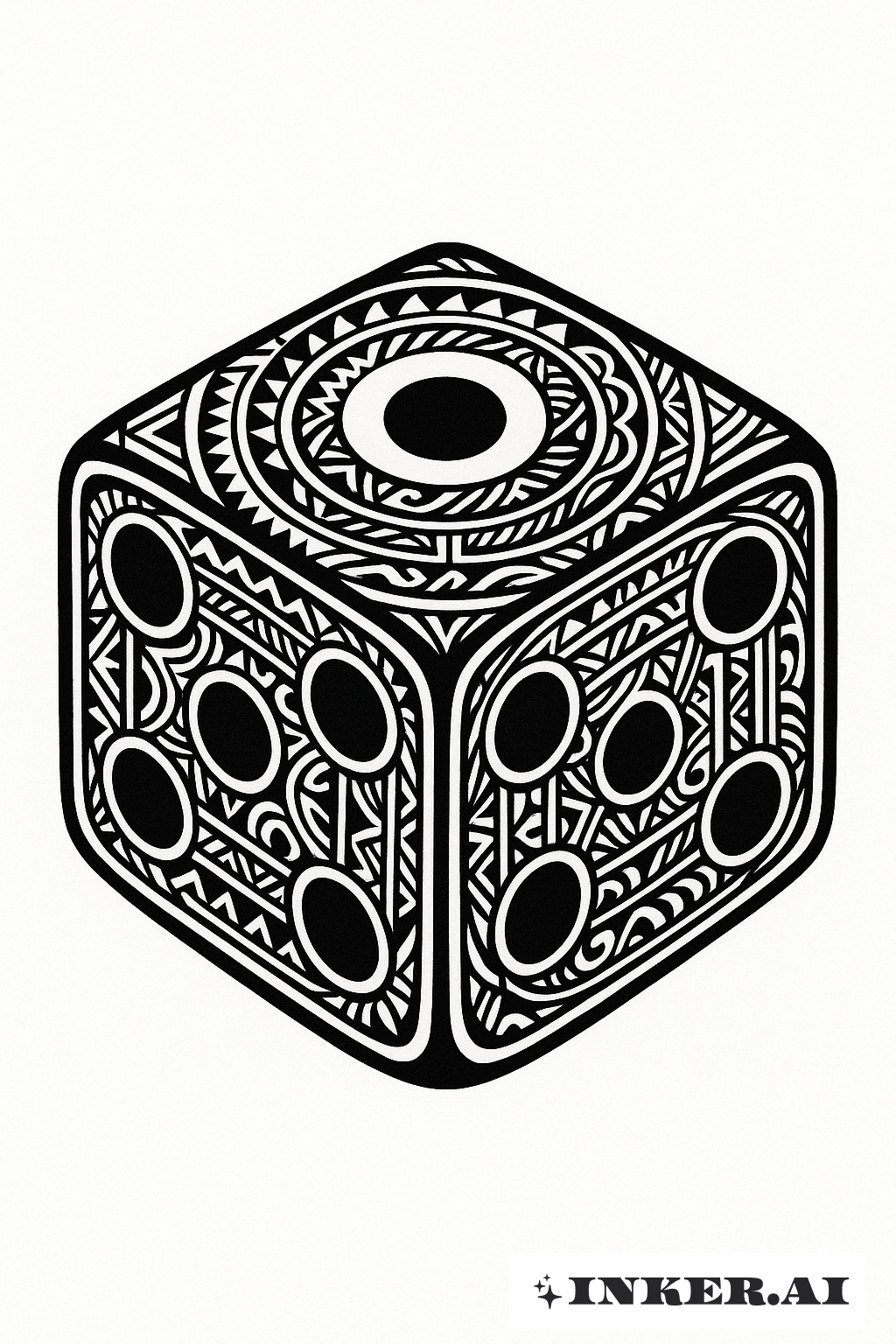 A Stylized Dice Formed by Samoan Patterns