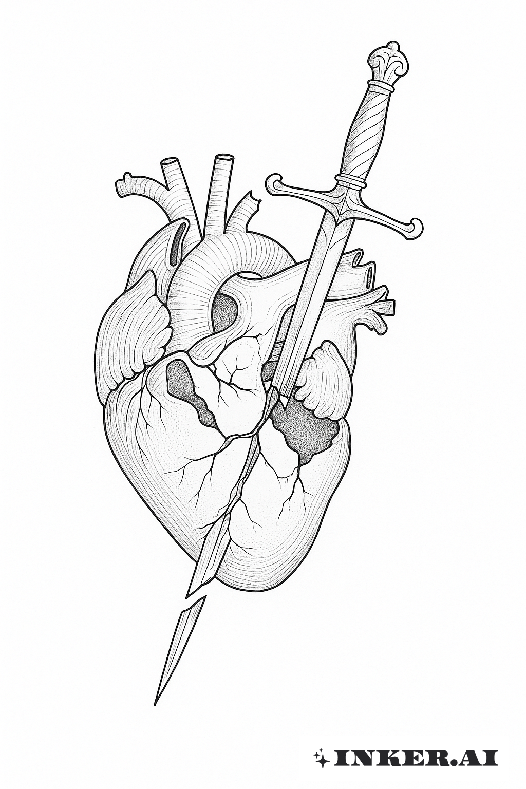 Anatomisches Herz und der Gebrochene Dolch