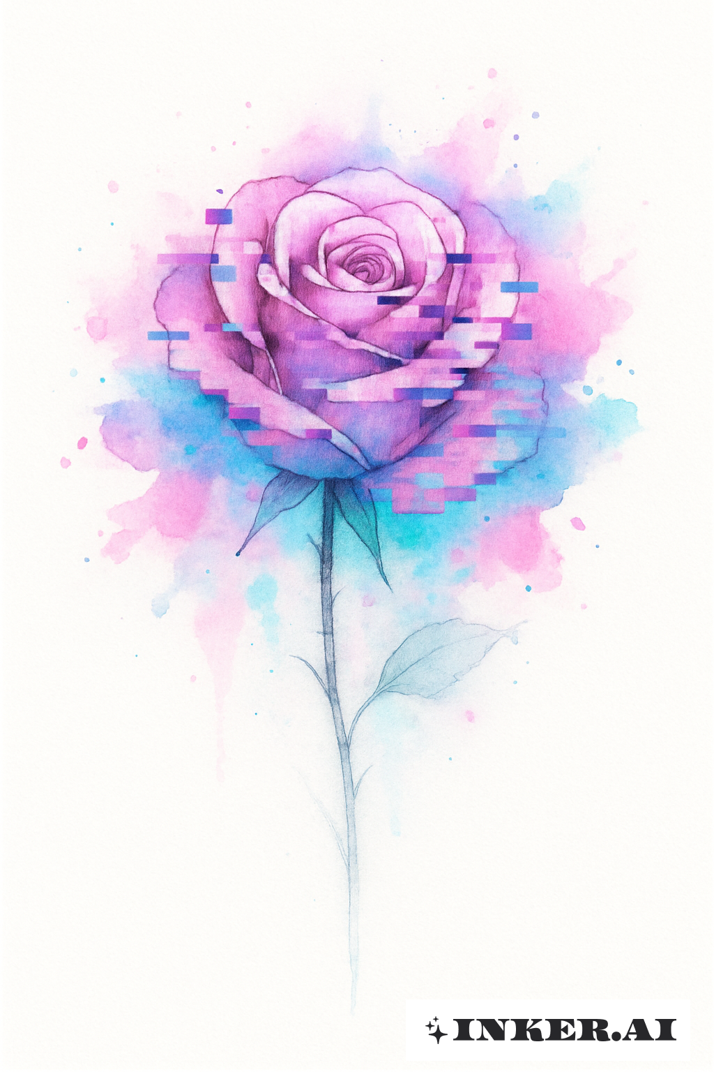 Z世代の故障する水彩画の薔薇