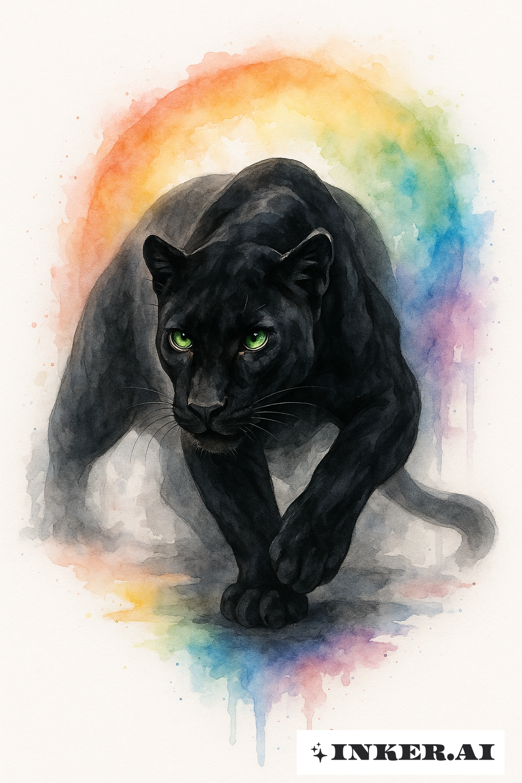 Schwarzer Panther mit Regenbogen-Aura