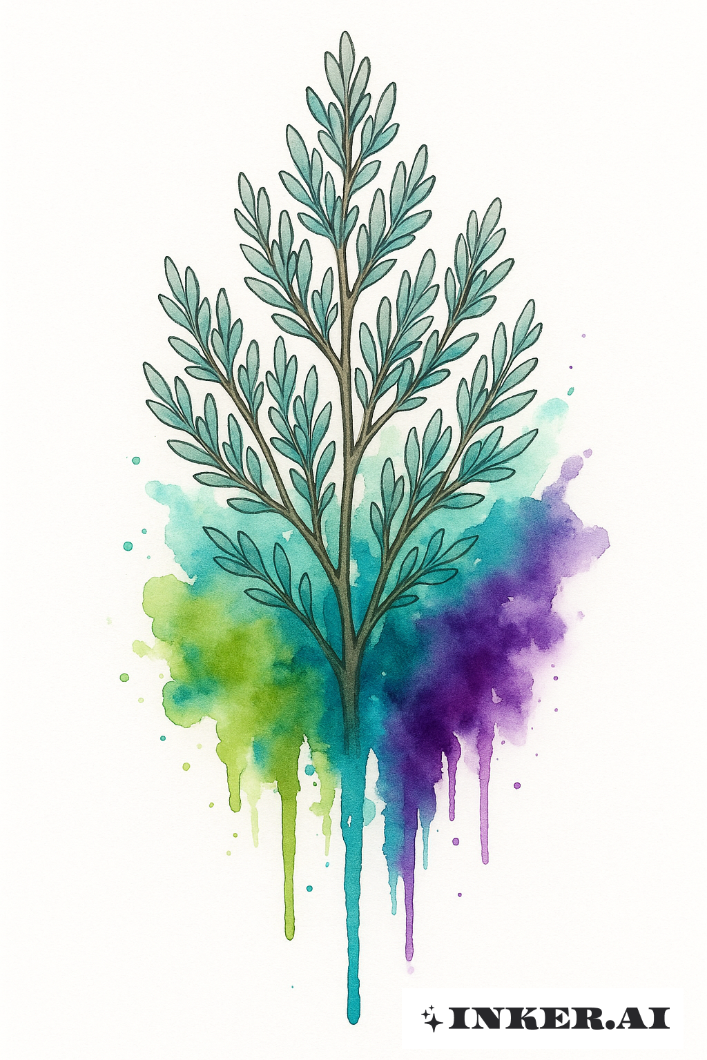 Vibrant Sagebrush with Paint Drips