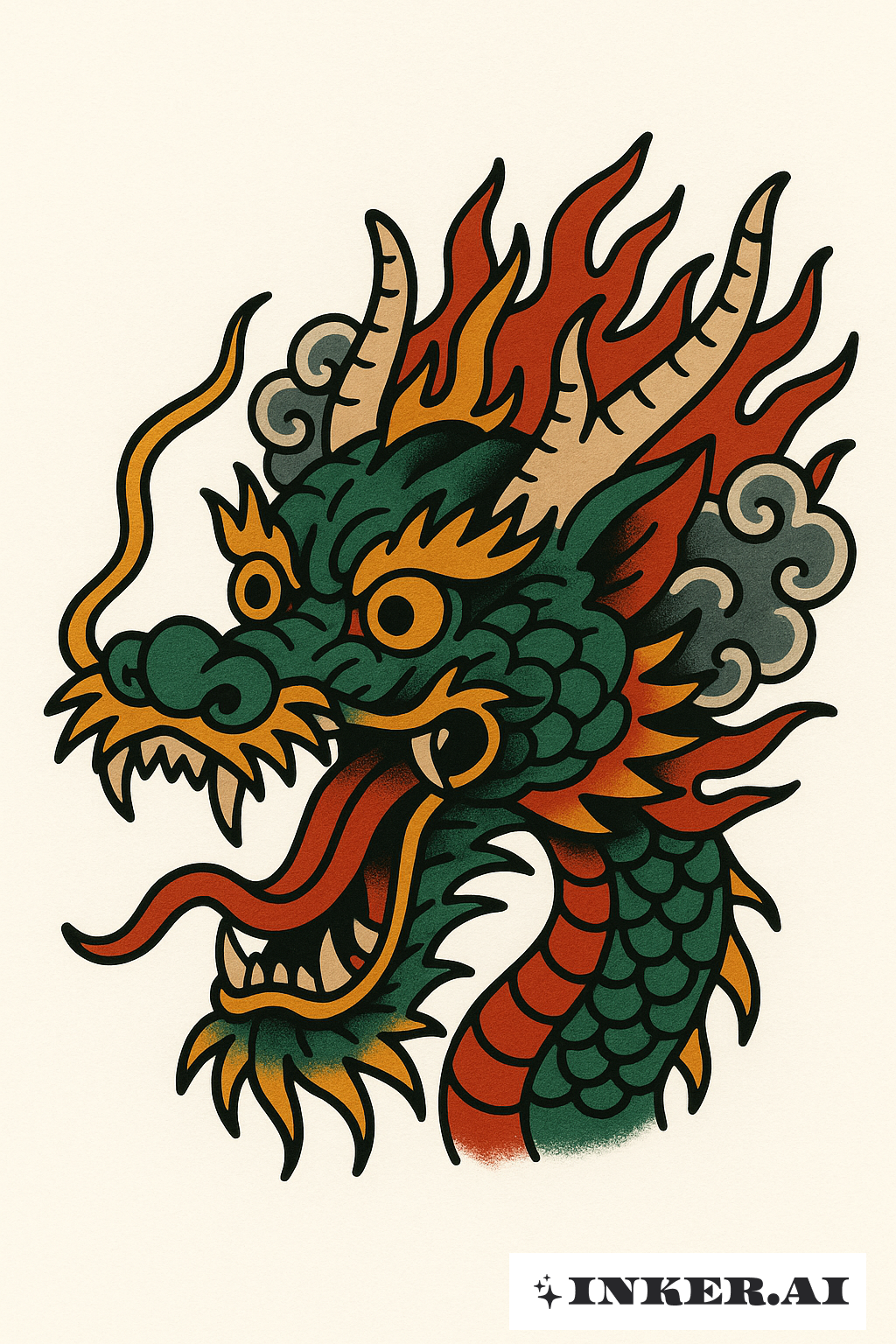 Bold Yakuza Dragon Head